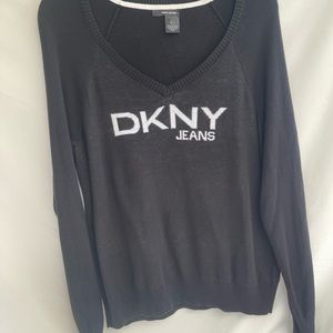 DKNY v neck sweater black size L perfect condition